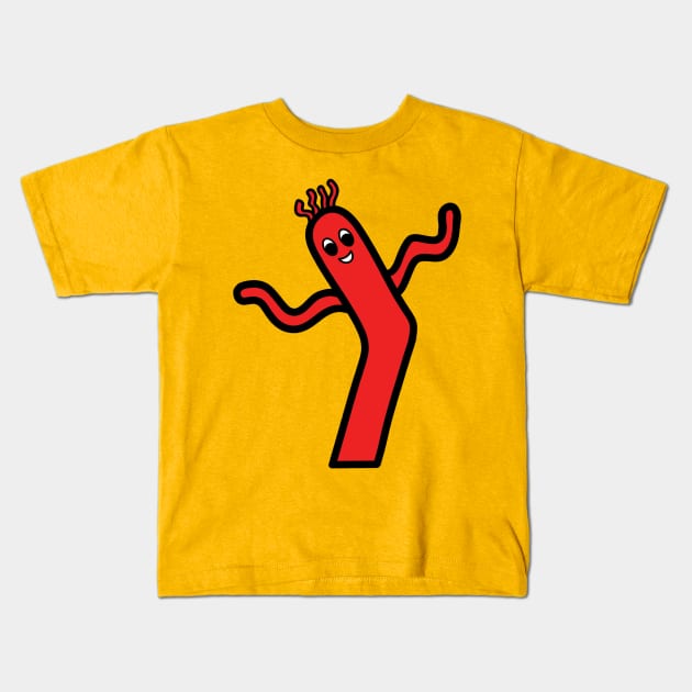 Red Wacky Waving Inflatable Man Kids T-Shirt by bradenjay99